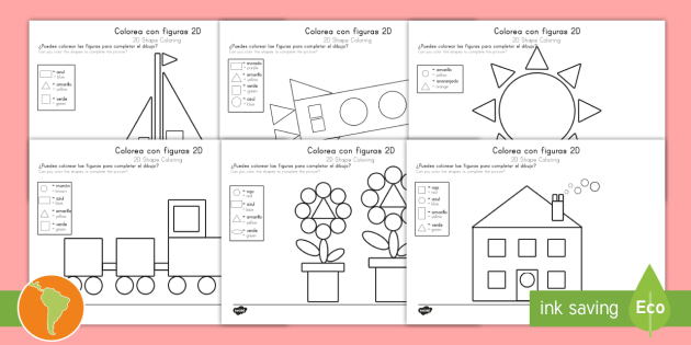 Color By 2d Shapes English Spanish Colour By 2d Shapes Color By 2d Shapes English Spanish Colour By 2d Shapes