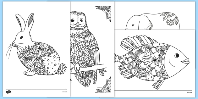 mindfulness coloring pack for parents animals