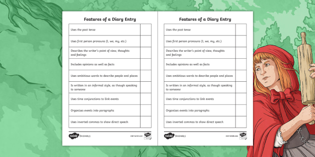 Features Of A Diary Writing KS2 Entry Checklist