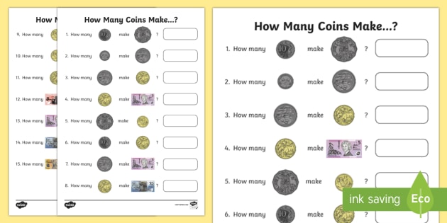 how many coins make worksheet worksheet teacher made