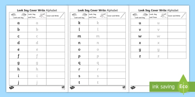 lowercase letter formation alphabet look trace and write worksheet