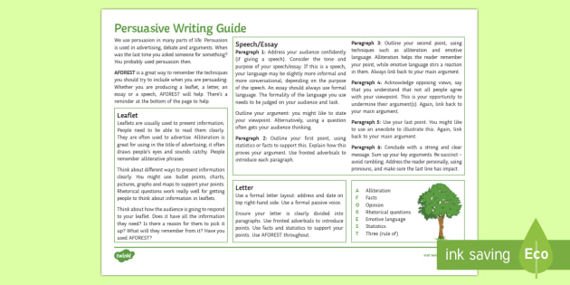 Persuasive Writing (Any Subject) Guide