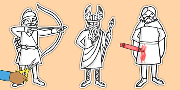 Viking Men Coloring Cut Outs - viking, men, cut outs, display