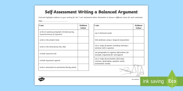 argument writing baseline assessment