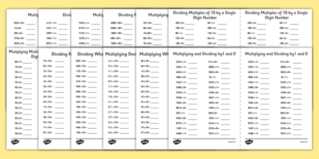 Multiplying And Dividing By 0 1 And 10 Worksheet Worksheet Pack