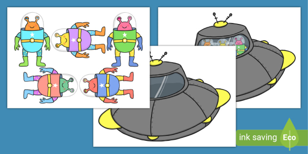 Five Little Men in a Flying Saucer Stick Puppets | Twinkl