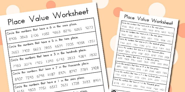 Place Value Worksheets 4 Digits