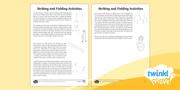 Striking and Fielding Homework | Year 6 | Twinkl Move KS2