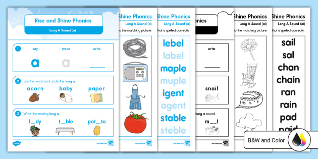 Rise and Shine Phonics: Long A Sound Activity (teacher made)