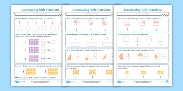 ёясй Year 2 Introducing Unit Fractions Maths Activity Sheets ёясй Year 2 Introducing Unit Fractions Maths Activity Sheets