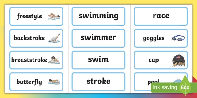 The Olympics Swimming Word Cards (teacher made)