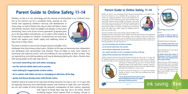 E-safety Advice for Parents of Children Aged 11-14 Parent and Carer