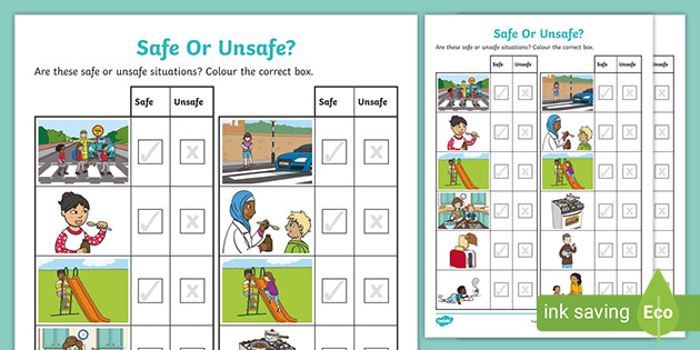 Safe and Unsafe Activity (Teacher-Made) - Twinkl