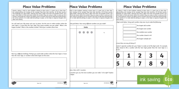 place value to 100 problem solving