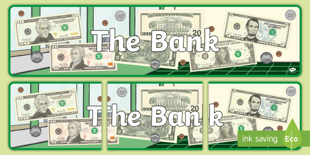 At The Bank Dramatic Play Banner Teacher Made