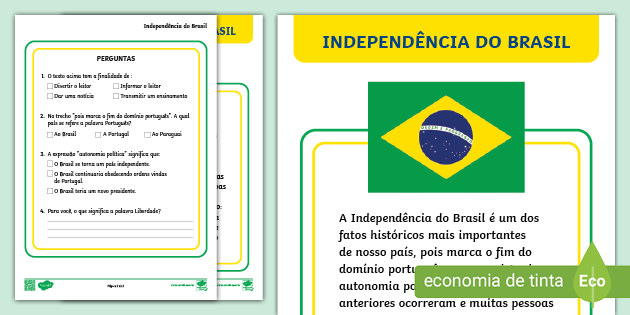 Explorando a Independência do Brasil: Atividade AEE de Língua Portuguesa  para