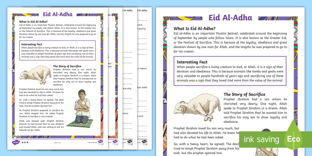 KS2 Eid Al-Adha Differentiated Reading Comprehension Activity