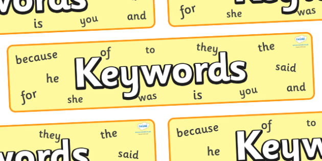 Free Keywords Display Banner Teacher Made