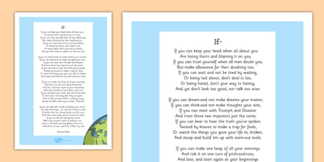 If By Rudyard Kipling Poem Print Out Teacher Made