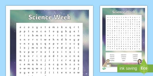 Science Week Vocabulary Word Search (teacher made)