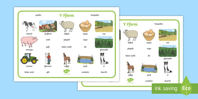 On the Farm Word Mat Welsh