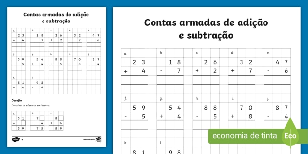 Atividade de matemática 3º Ano: Subtração com reserva –