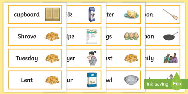 Shrove Tuesday Word Wall Cards Teacher Made