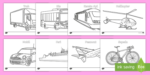 Transport Colouring Pages Indonesian Teacher Made