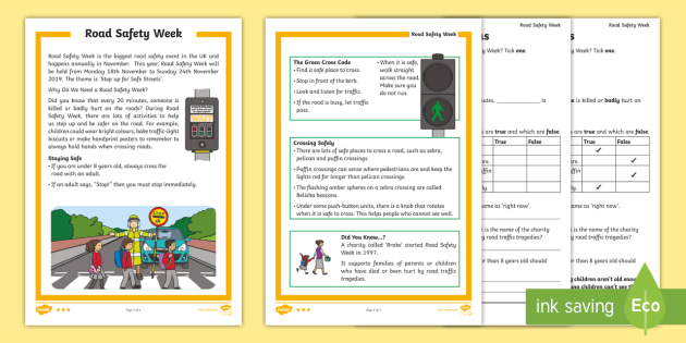 ks1 road safety week differentiated reading comprehension