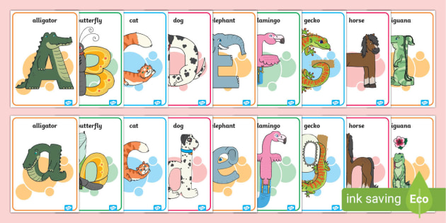 Animal Alphabet Display Posters With Words (teacher made)