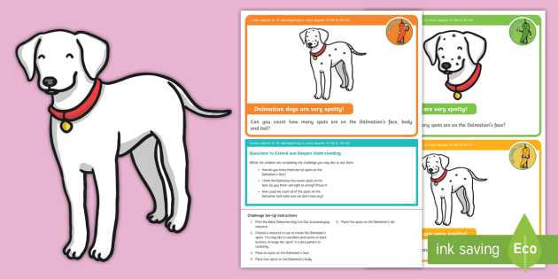 EYFS Maths Counting Chilli Challenges: Dalmatian Dogs Are Very Spotty!