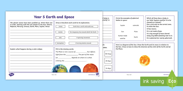 earth and space homework year 5