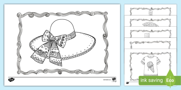 Sun Safety Mindfulness Colouring Pages - Twinkl