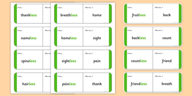 Adding The Suffix less Loop Cards teacher Made 