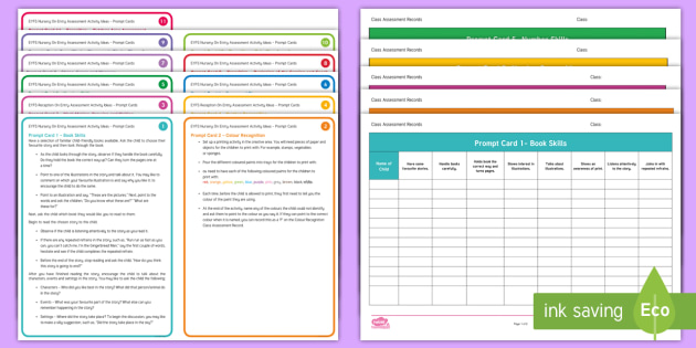 EYFS Nursery On Entry Assessment Activity Ideas Prompt Cards