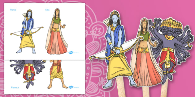 Diwali Rama And Sita Story Puppets Diwali Story Puppets - 