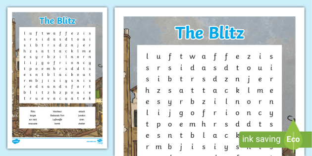 The Blitz Word Search (teacher made)