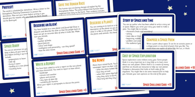 Space Themed Literacy Challenge Cards KS2 - space, literacy