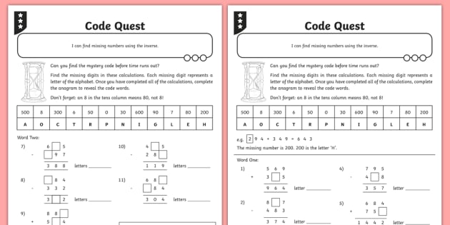 addition and subtraction three digit multiple missing