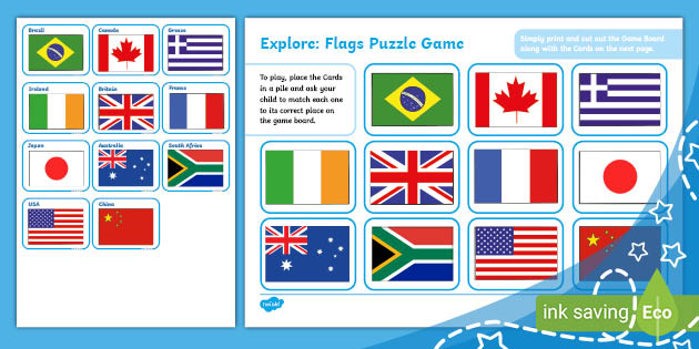 Explore: Flags Puzzle Game (teacher made)