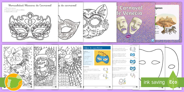 Plantilla: Mi máscara de Carnaval Manualidad (teacher made)