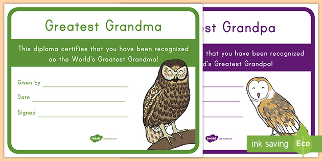 Grandparents Day Certificates Teacher Made