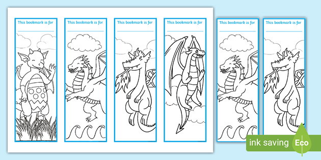 free printable dragon bookmarks to colour teacher made