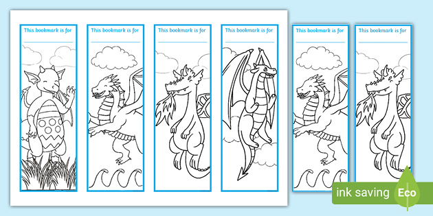 printable dragon bookmarks to colour