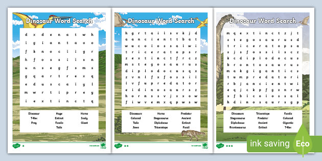 free printable dinosaur word searches 3 grid types twinkl