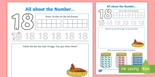 All About Number 18 Worksheet