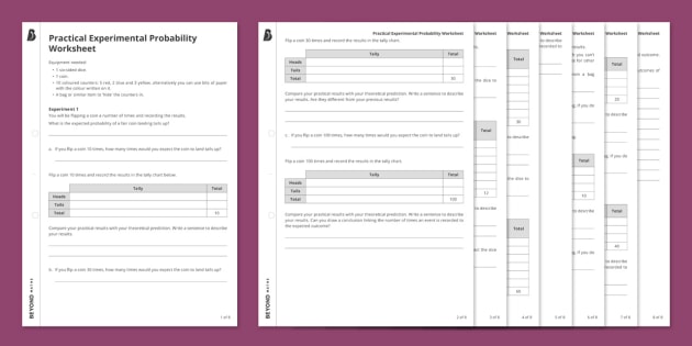 making predictions with experimental probability worksheet