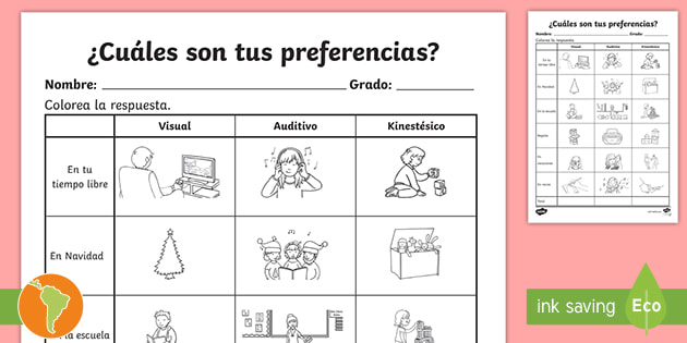 Ficha De Actividad ¿cuáles Son Tus Preferencias 