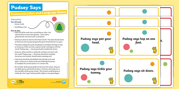 BBC Children in Need EYFS Pudsey Says Communication and Language Game