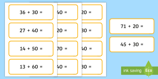 Adding Multiples Of Ten To Two Digit Numbers Worksheets